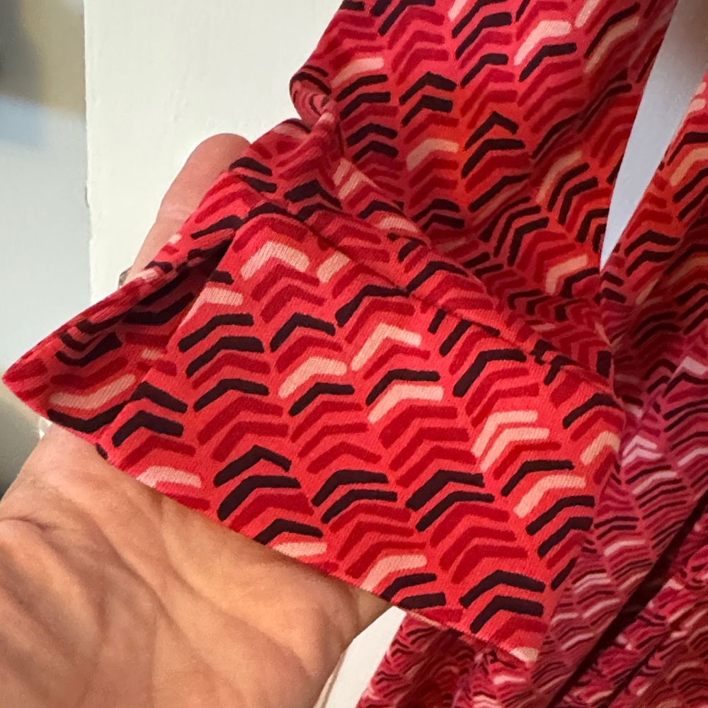 Diane Von Furstenberg Vintage Silk Red Patterned Long Sleeve Dress - Picture 5 of 9